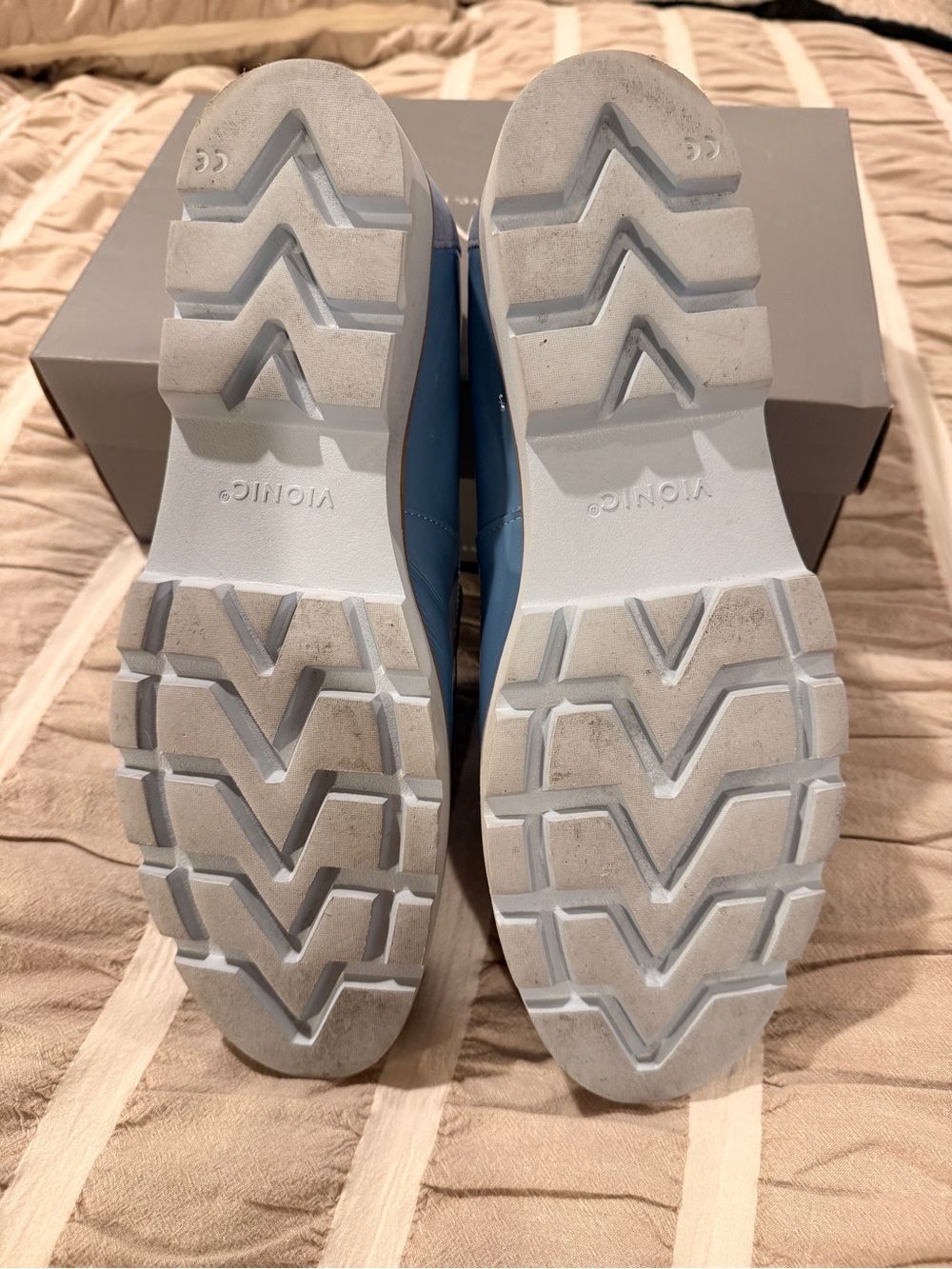 Women’s Light Blue Patent Leather Slip-On Loafers, size 11W - Picture 3 of 4